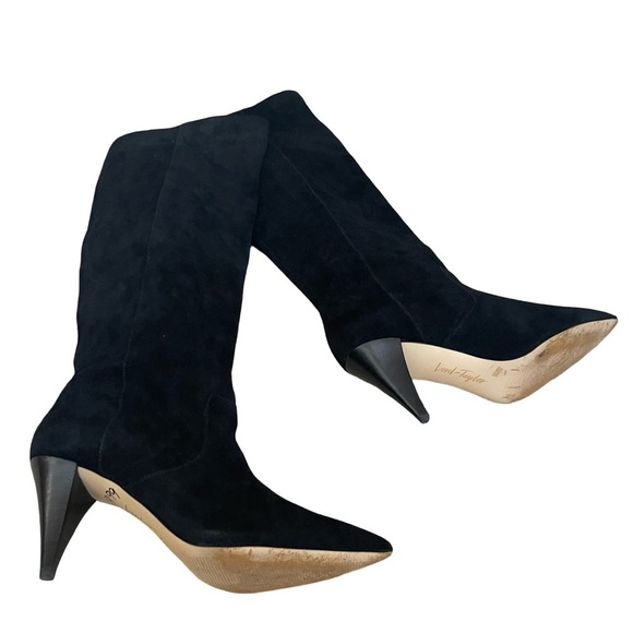 Lord & Taylor black suede cone heel boots 8.5 - Picture 3 of 16
